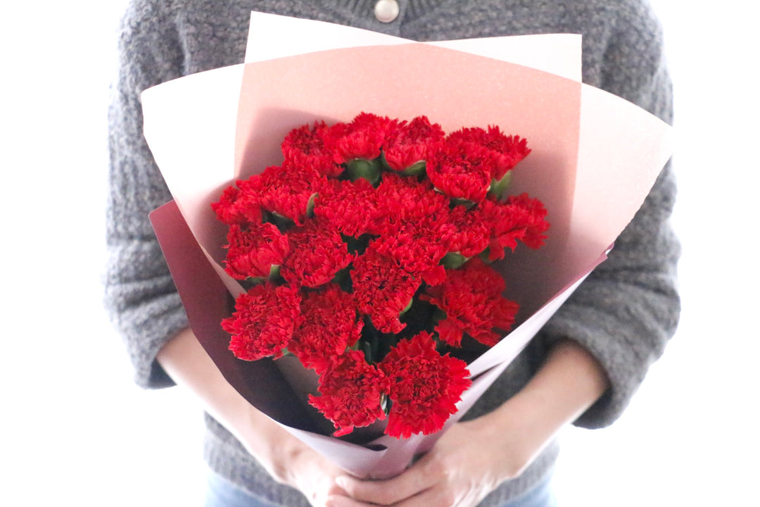 赤色のカーネーションの花束（20本）