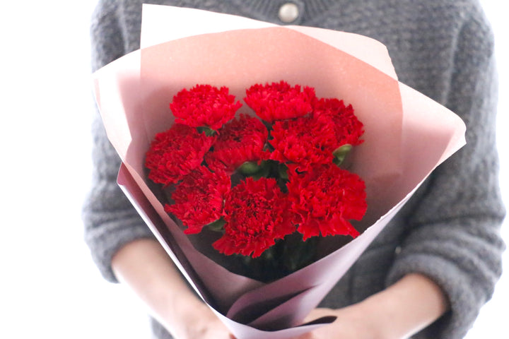 赤色のカーネーションの花束（9本）