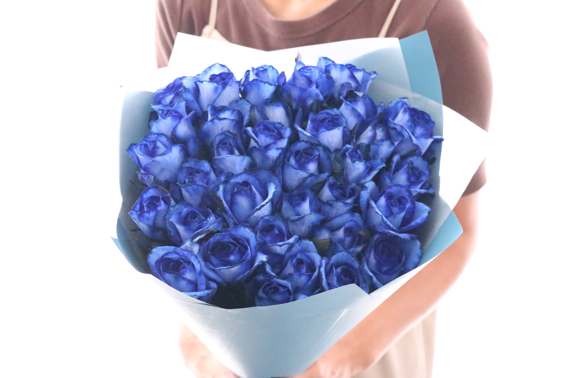 国産】33本の青いバラの花束-生まれ変わってもあなたを愛します – 花