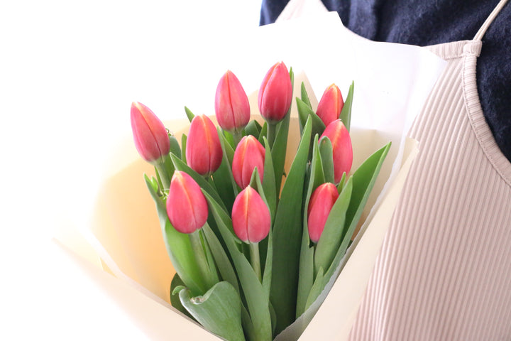 赤色のチューリップの花束（10本）