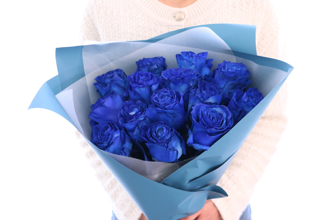 【大輪】14本の青いバラの花束