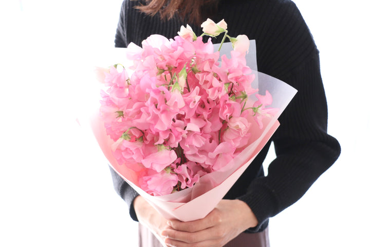 ピンク色のスイートピーの花束（25本）