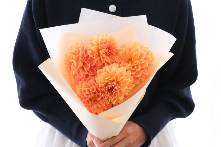 オレンジ色のダリアの花束（5本）