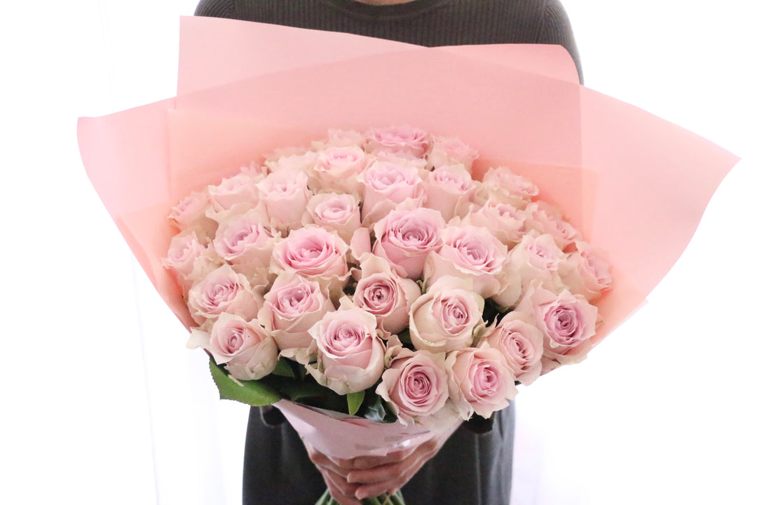 34本のピンク色のバラの花束-あなたに感謝しています