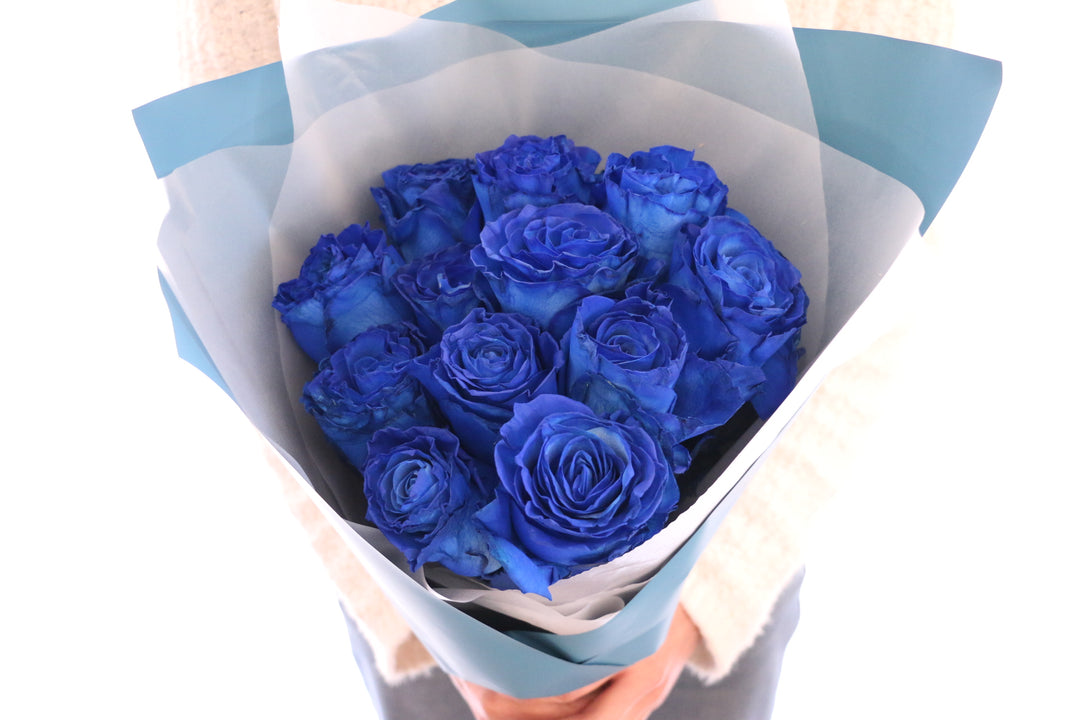 【大輪】12本の青いバラの花束