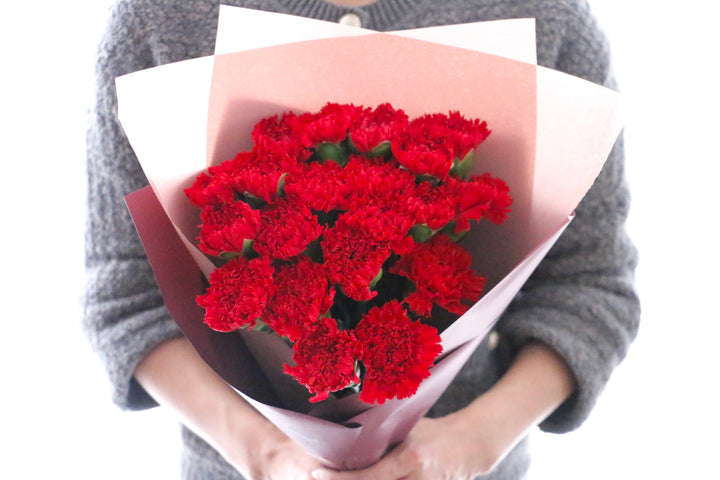 赤色のカーネーションの花束（20本）