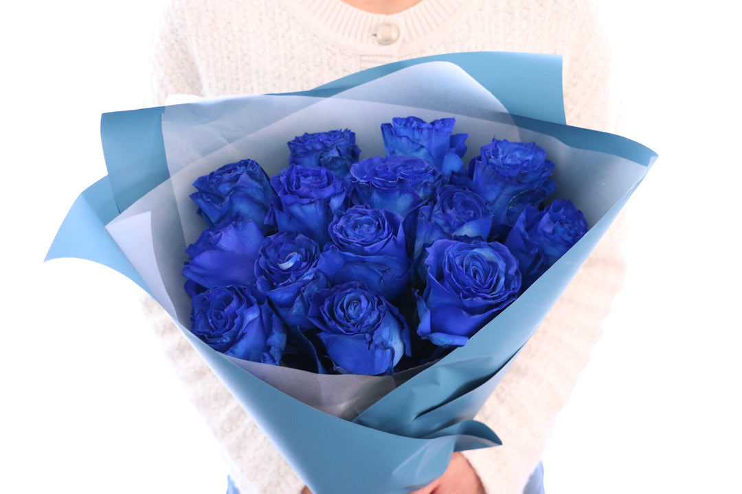 【大輪】14本の青いバラの花束