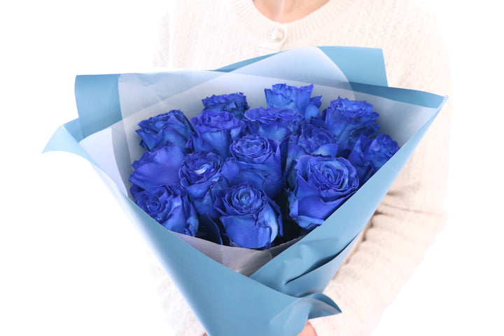 【大輪】14本の青いバラの花束