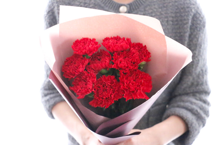 赤色のカーネーションの花束（9本）