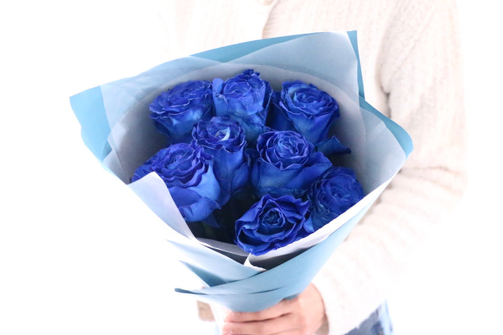 【大輪】8本の青いバラの花束