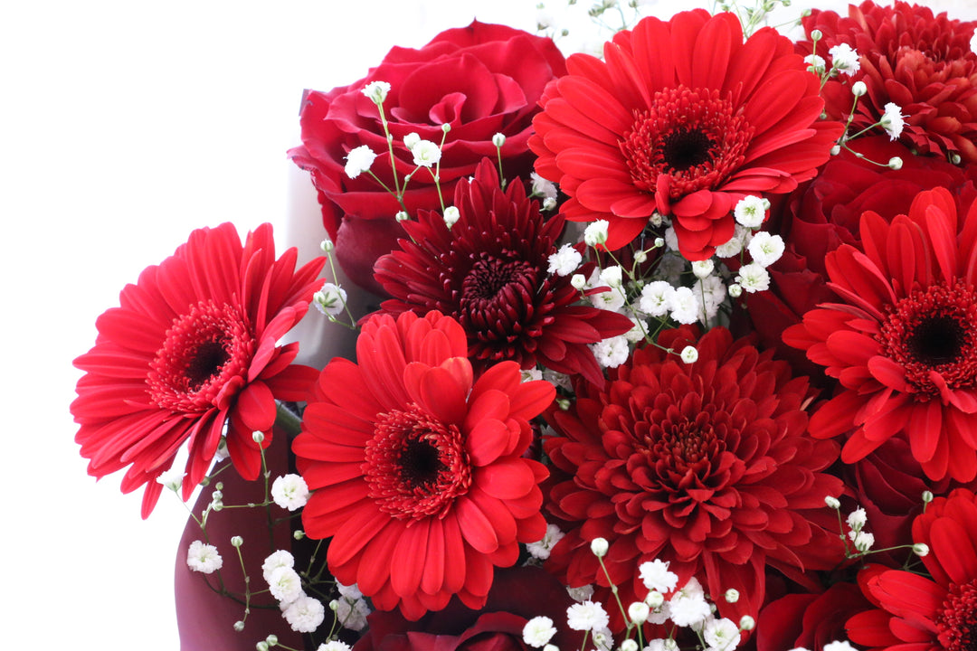 カスミソウ入り赤色の花束 8,000円