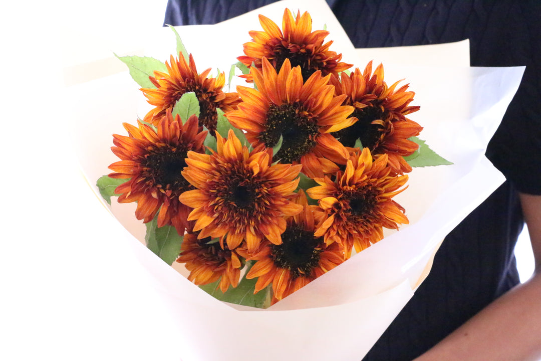 ブラウンのひまわりの花束（9本）