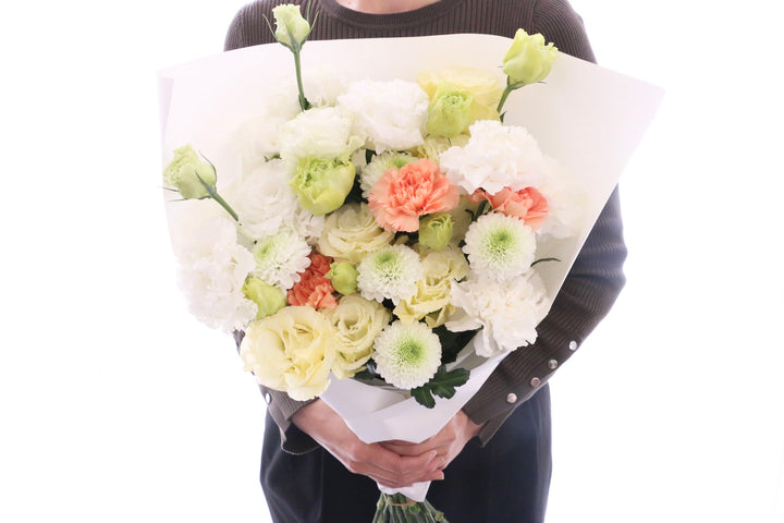 【供花】白色・黄色・オレンジ色のお供え花束 10,000円