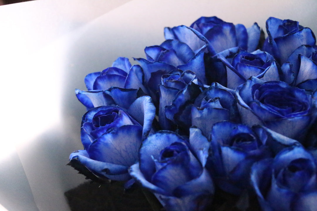 14本の青いバラの花束