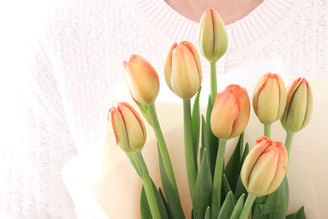 オレンジのチューリップの花束（8本）