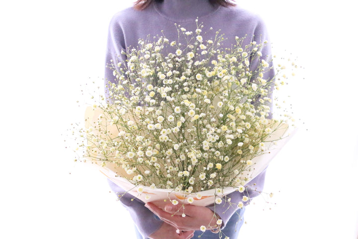 黄色のカスミソウ（かすみ草）の花束 3,500円 Sサイズ