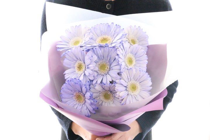 紫色のガーベラの花束（9本）-いつまでも一緒にいてください