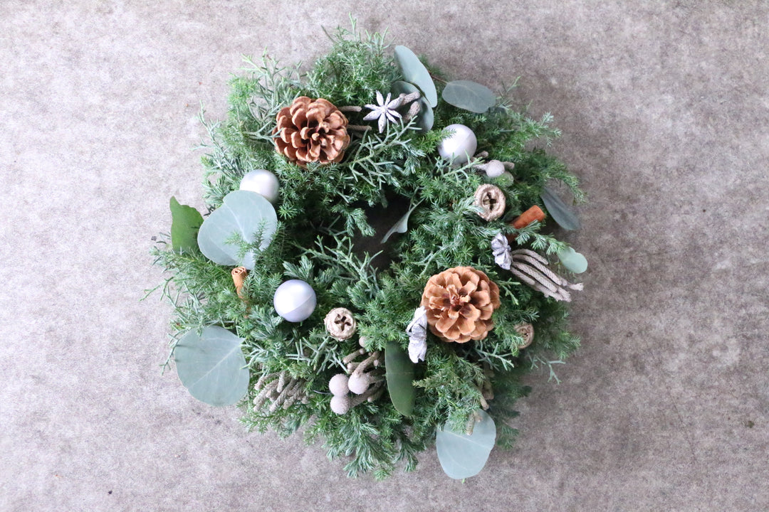 フレッシュクリスマスリース 生花 シルバー Sサイズ