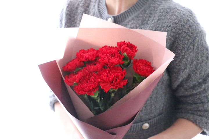 赤色のカーネーションの花束（10本）