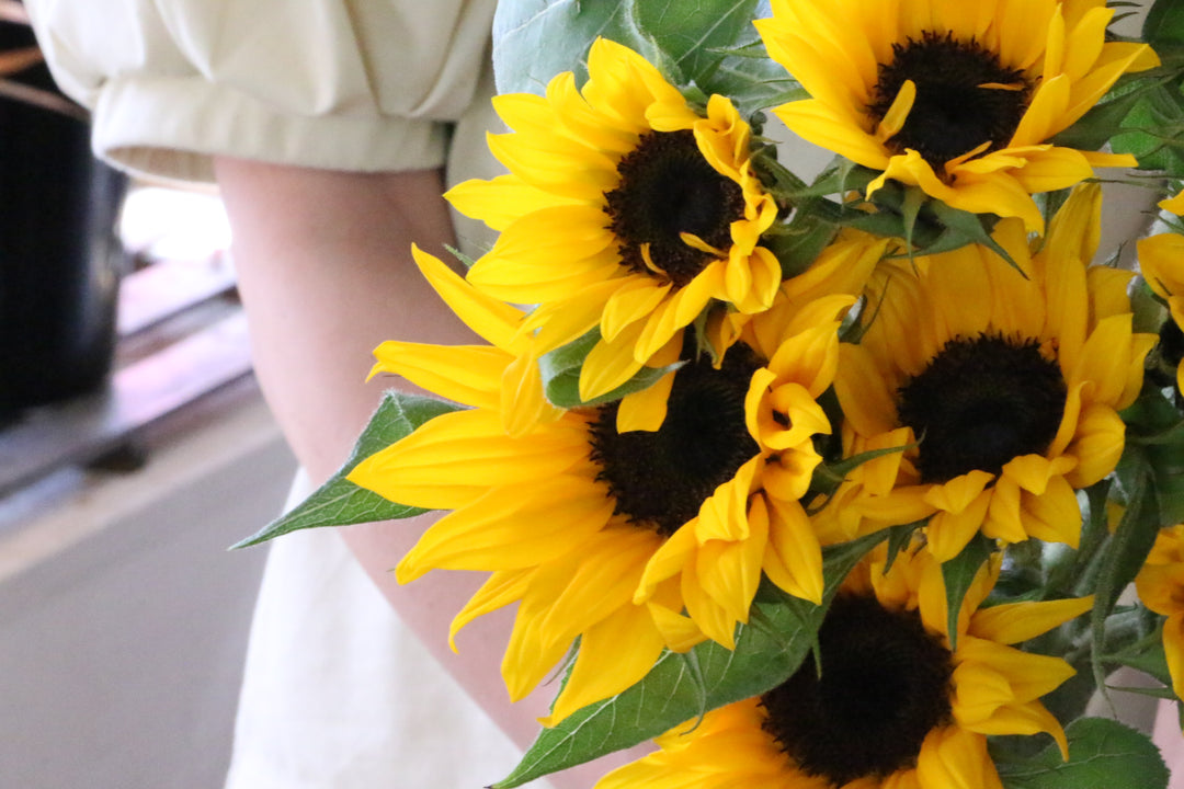 オレンジ色のひまわりの花束（10本）