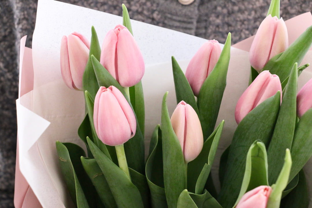 ピンクのチューリップの花束（9本）