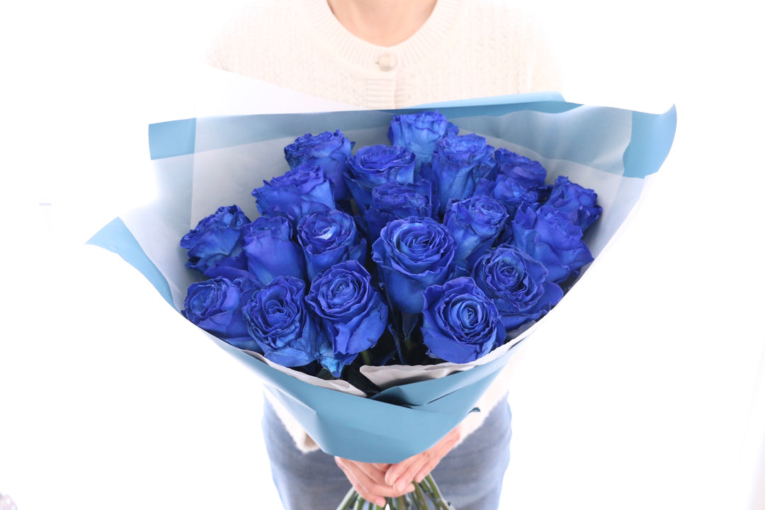 【大輪】20本の青いバラの花束