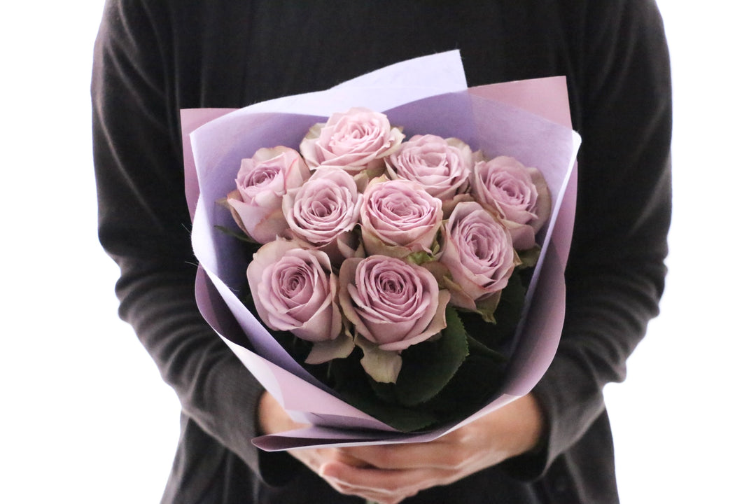 紫色のバラの花束（9本）-いつまでも一緒にいてください