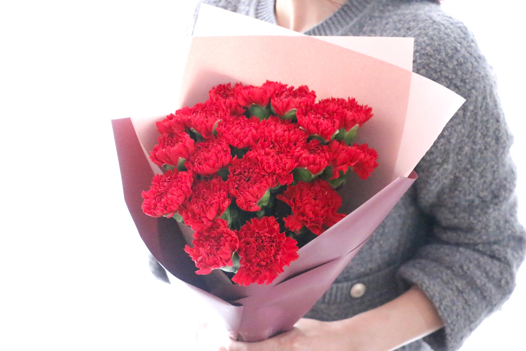 赤色のカーネーションの花束（20本）