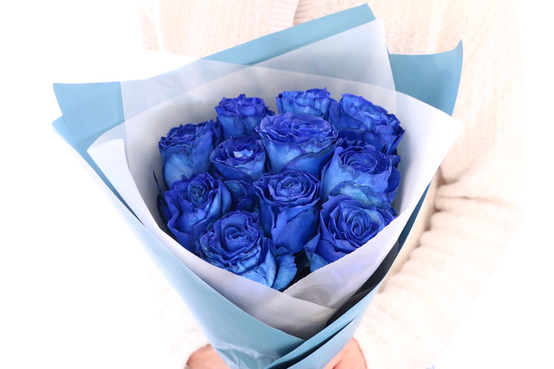 【大輪】11本の青いバラの花束
