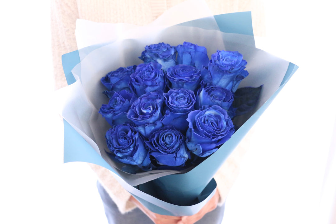 【大輪】13本の青いバラの花束