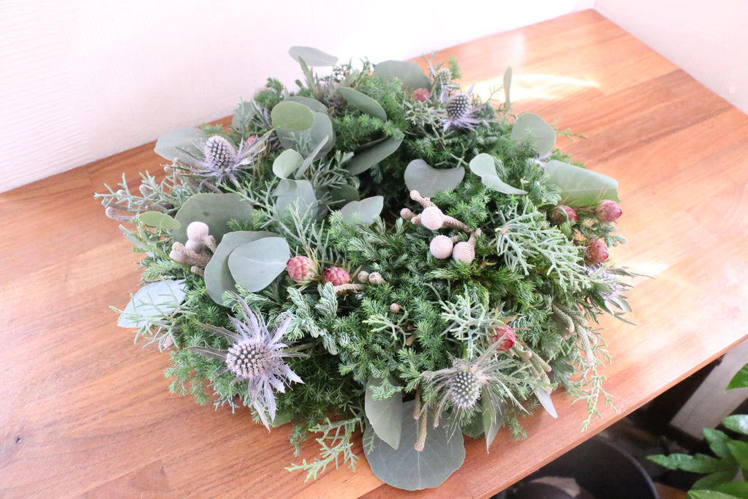 フレッシュクリスマスリース 生花 グリーン Mサイズ