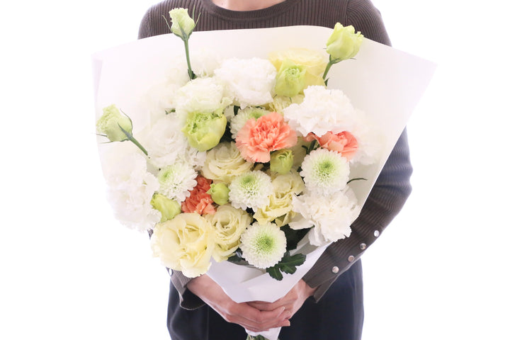 【供花】白色・黄色・オレンジ色のお供え花束 10,000円