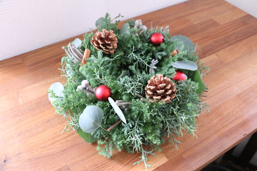 フレッシュクリスマスリース 生花 レッド Sサイズ