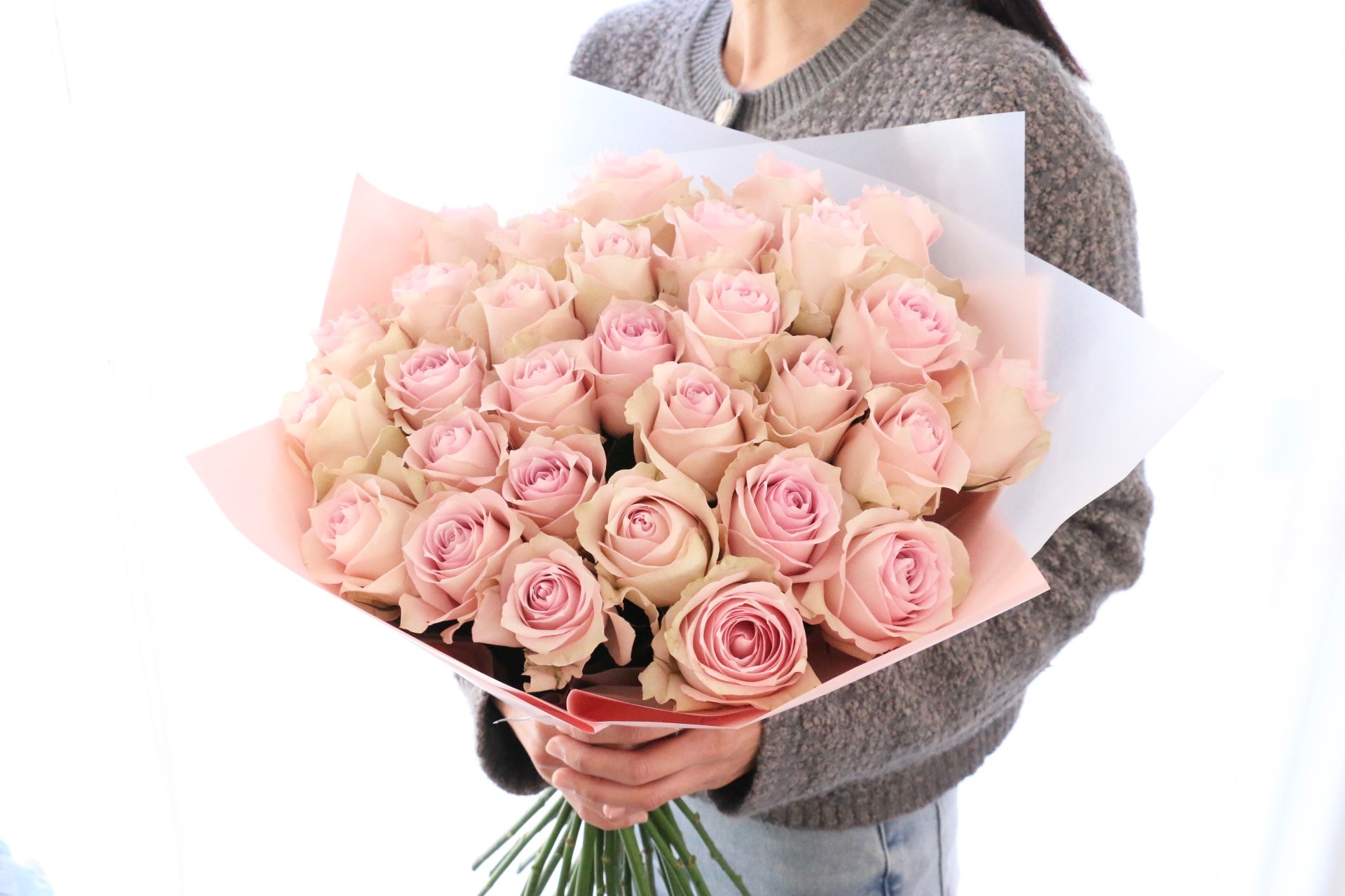 30本のピンク色のバラの花束-あなたとのご縁を大切にしたい – 花・花束