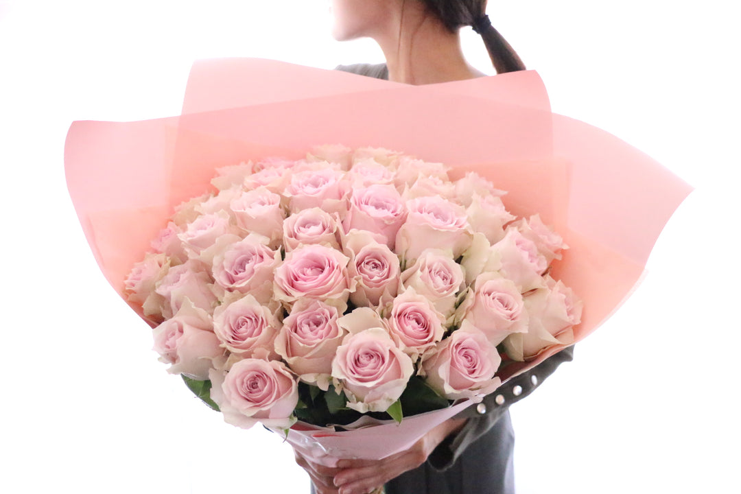 37本のピンク色のバラの花束-心からあなたを愛しています