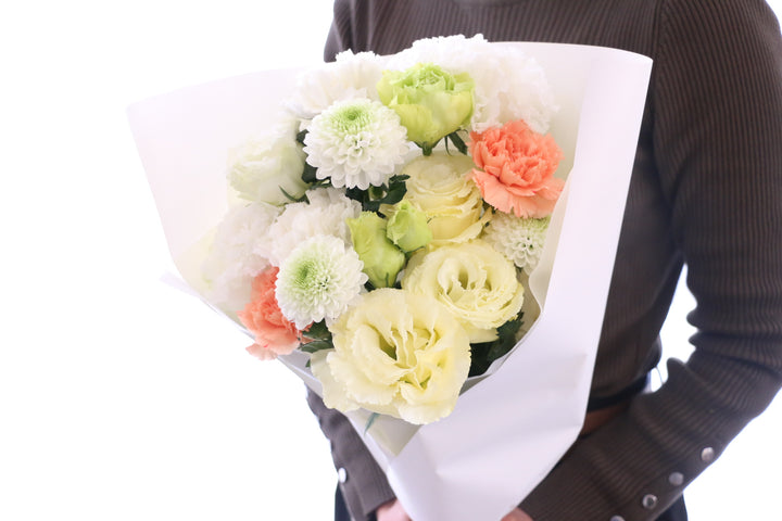 【供花】白色・黄色・オレンジ色のお供え花束 5,000円