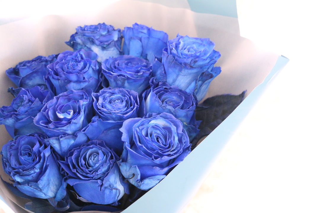 【大輪】13本の青いバラの花束