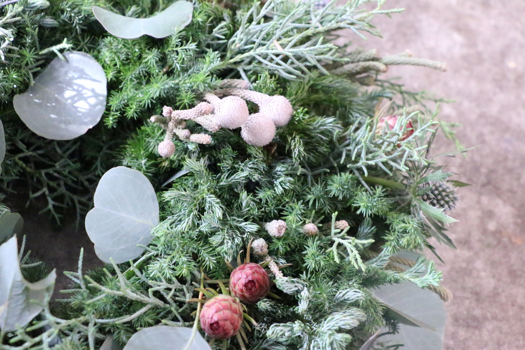 フレッシュクリスマスリース 生花 グリーン Mサイズ