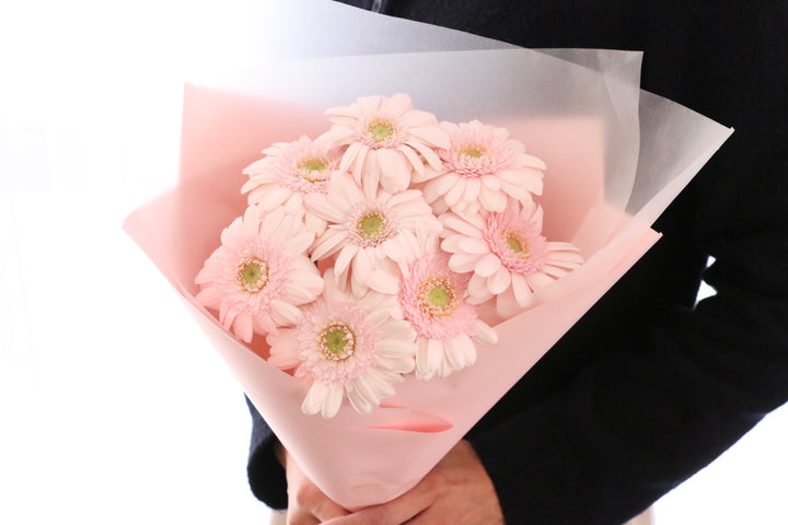 ピンク色のガーベラの花束（8本）-あなたの思いやりに感謝します