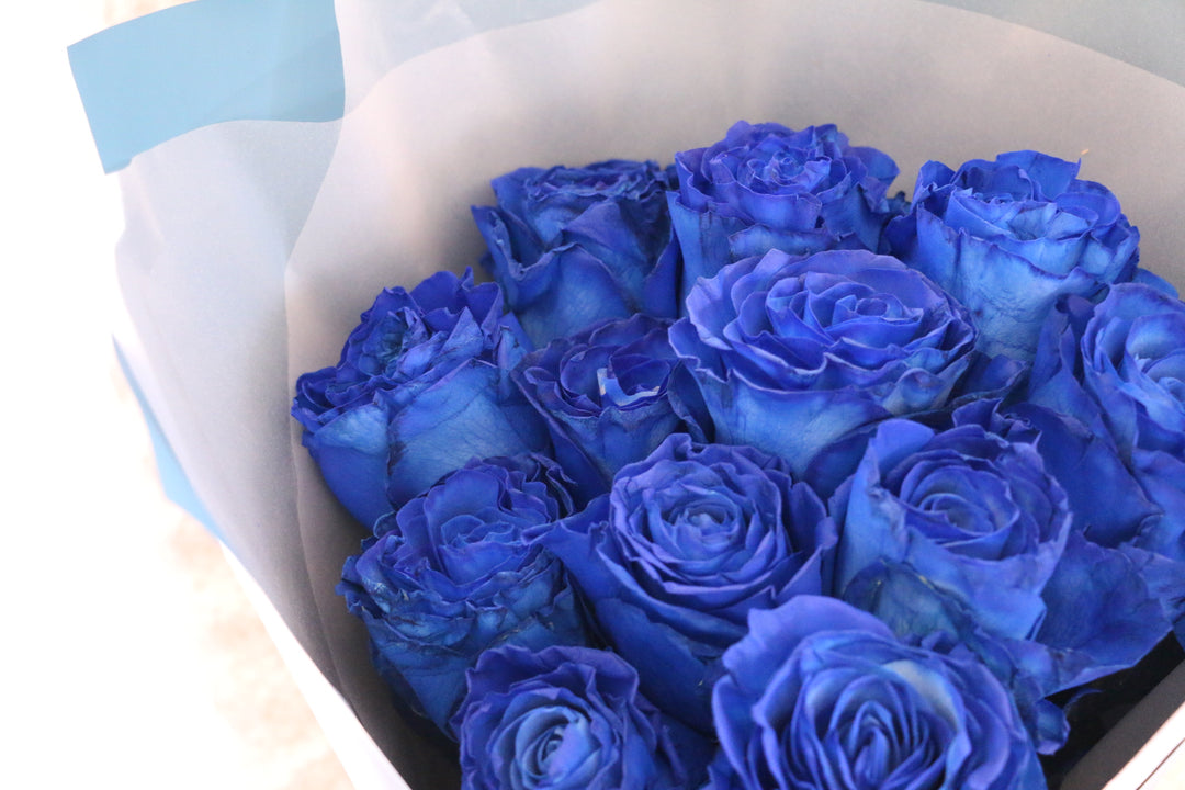 【大輪】12本の青いバラの花束