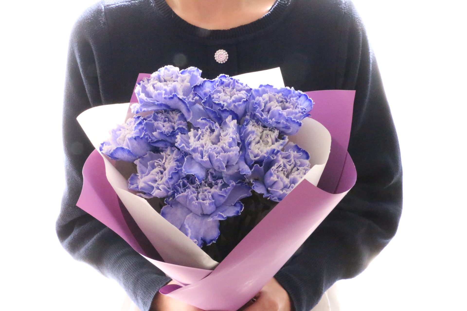 紫とピンクのカーネーション花束 ピンクカーネーションとパープルの花束 - 退職祝い ［525368］｜花や