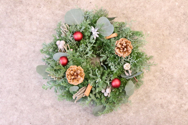 フレッシュクリスマスリース 生花 レッド Sサイズ