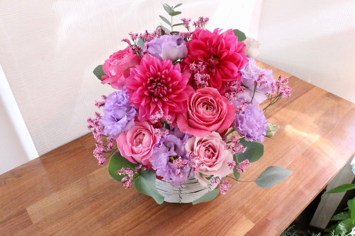 紫・ピンクのアレンジメント 8,000円
